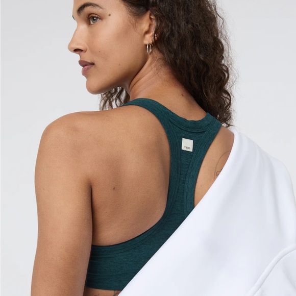 Vuori Elevation Racer Bra in Moss Heather - Picture 3 of 7